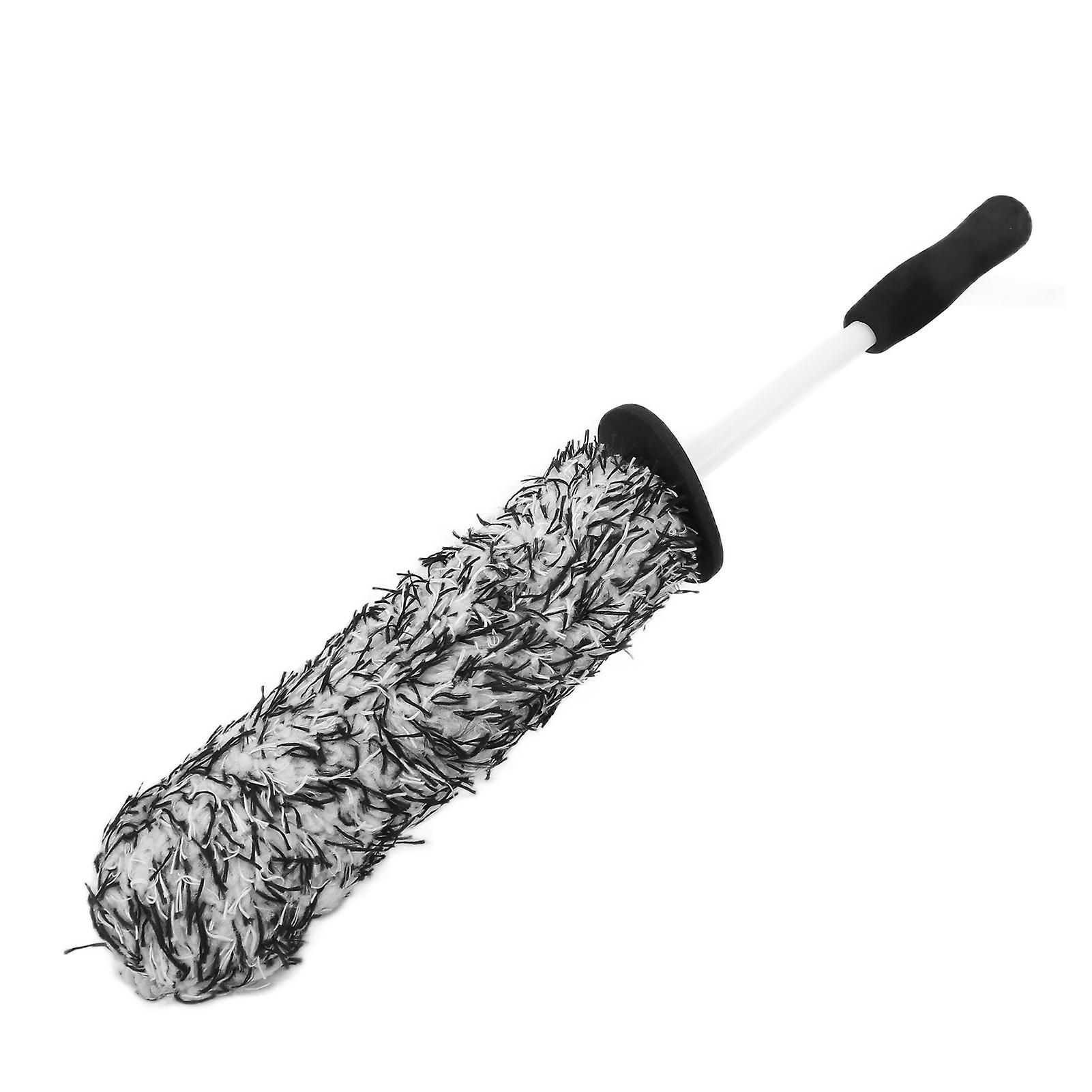 Car Wheel Tire Cleaning Brush Microfiber Soft Multipurpose Long Reach For Exhaust Bumper Mudguardgrey White