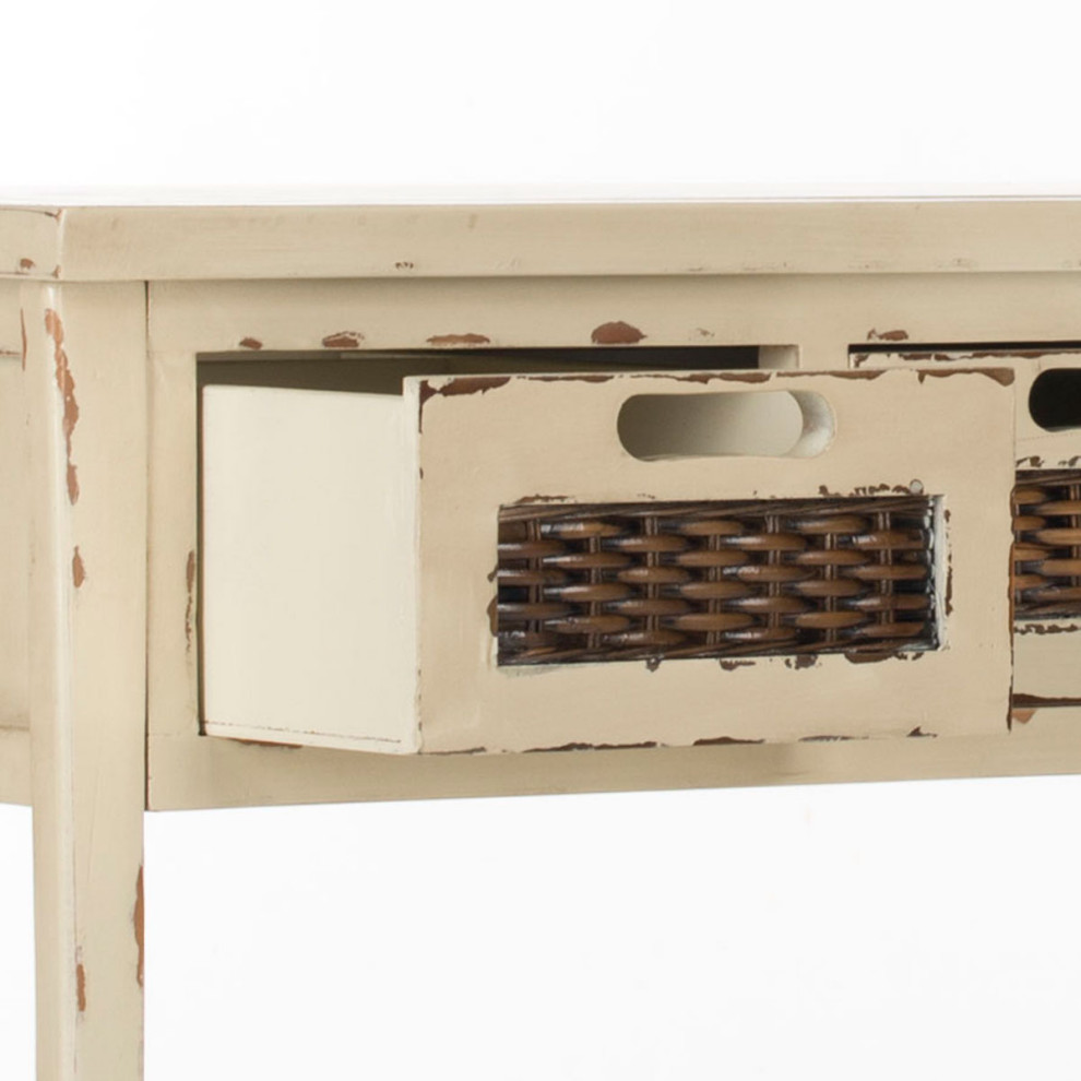 Mattie 3 Drawer Console Vintage Cream   Tropical   Console Tables   by Peachtree Fine Furniture  Houzz