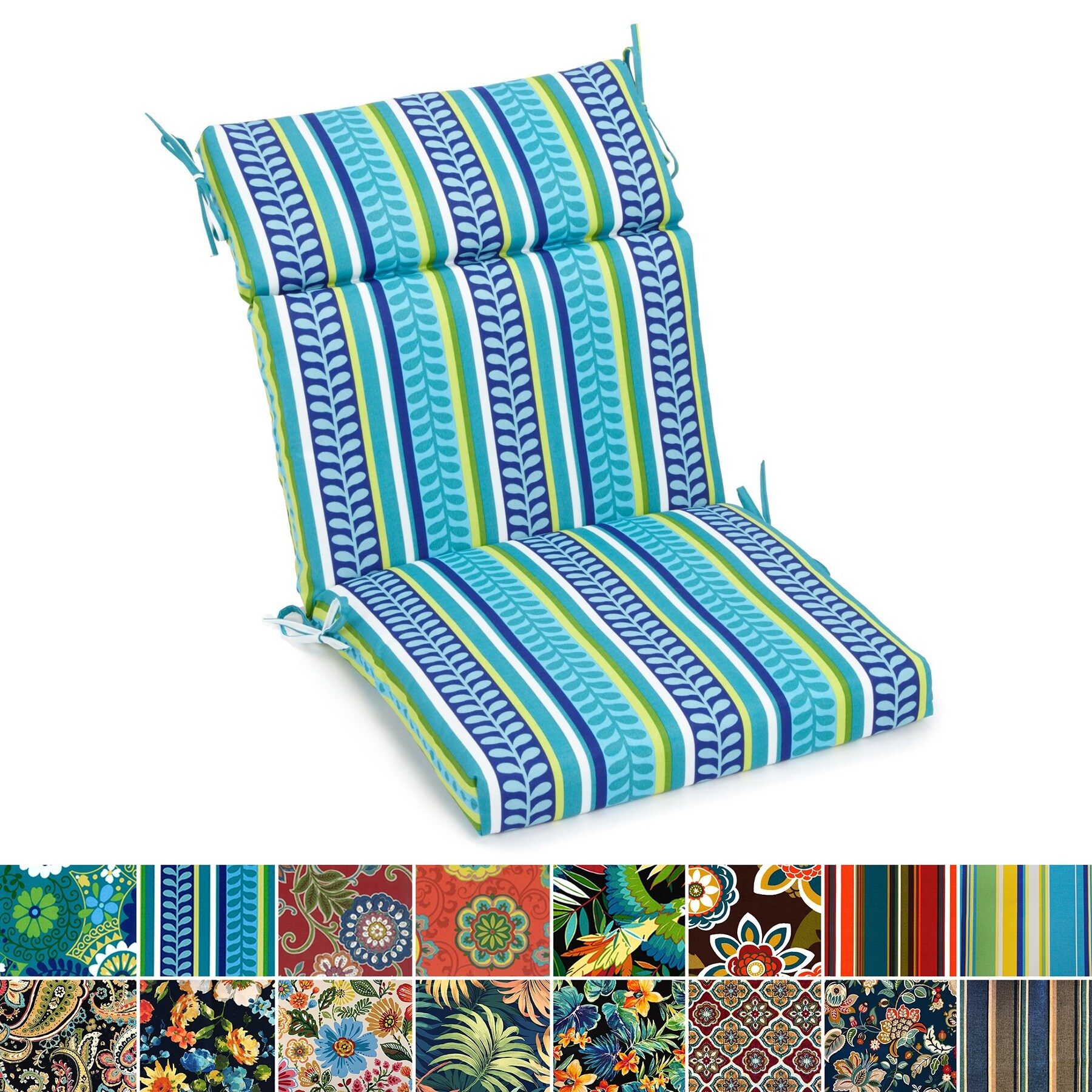 18-inch by 38-inch Three-section Outdoor Seat/Back Chair Cushion - 38