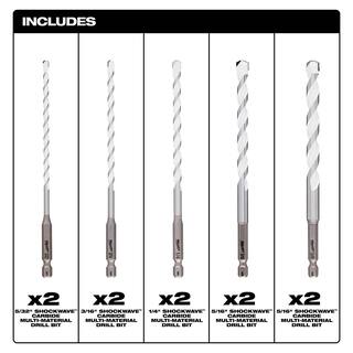 MW SHOCKWAVE Carbide Multi-Material Drill Bits Set (10-Pack) 48-20-8898-48-20-8898