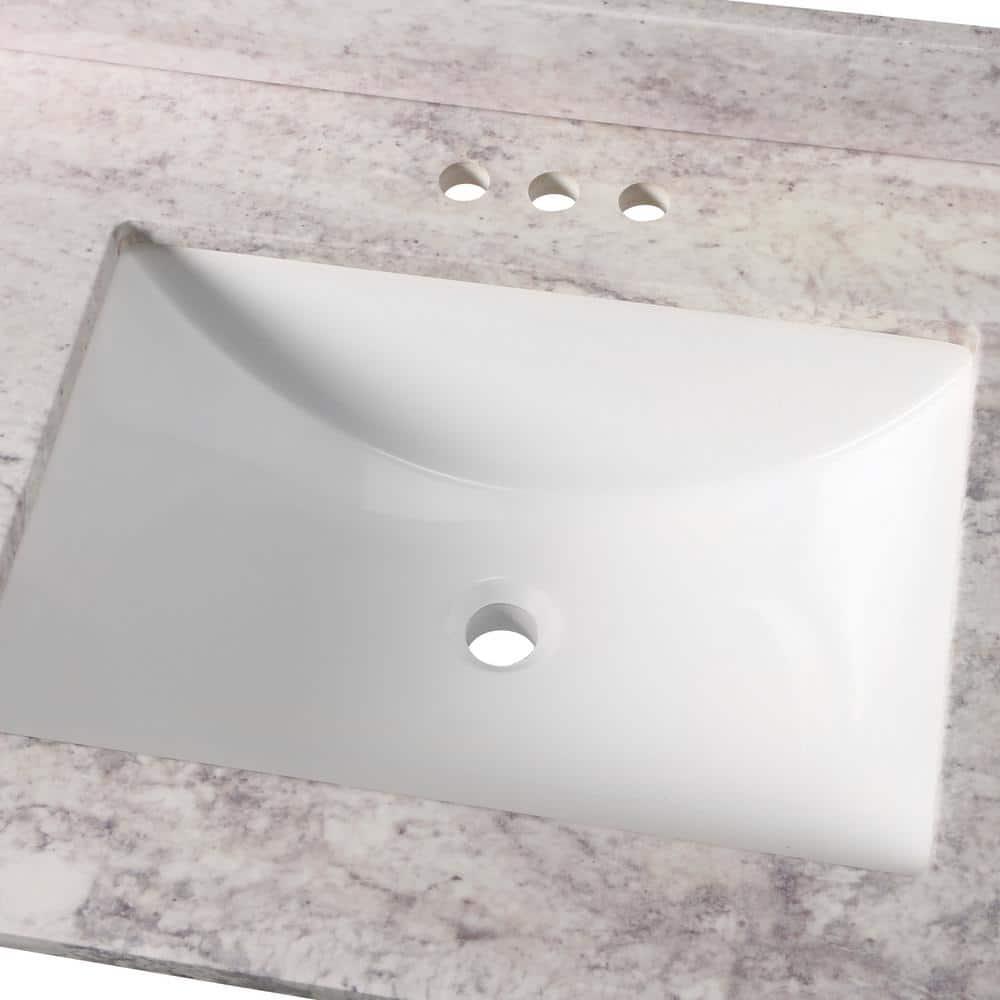 Home Decorators Collection 31 in W x 22 in D Stone Effects Cultured Marble Vanity Top in Winter Mist with Undermount White Sink