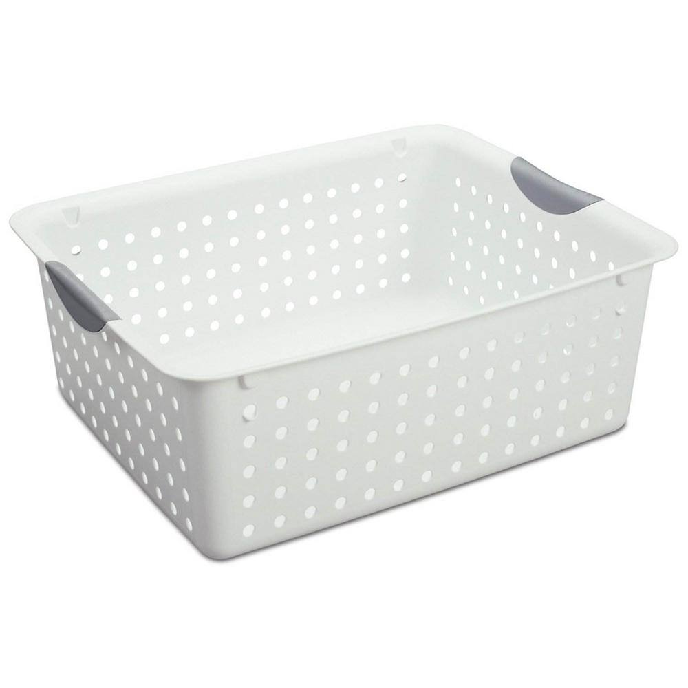 Sterilite Multi-Size White Plastic Storage Basket Organizer Bundle Set (30-Pieces) 6x16268006 + 12x 16248006 + 12x 16228012