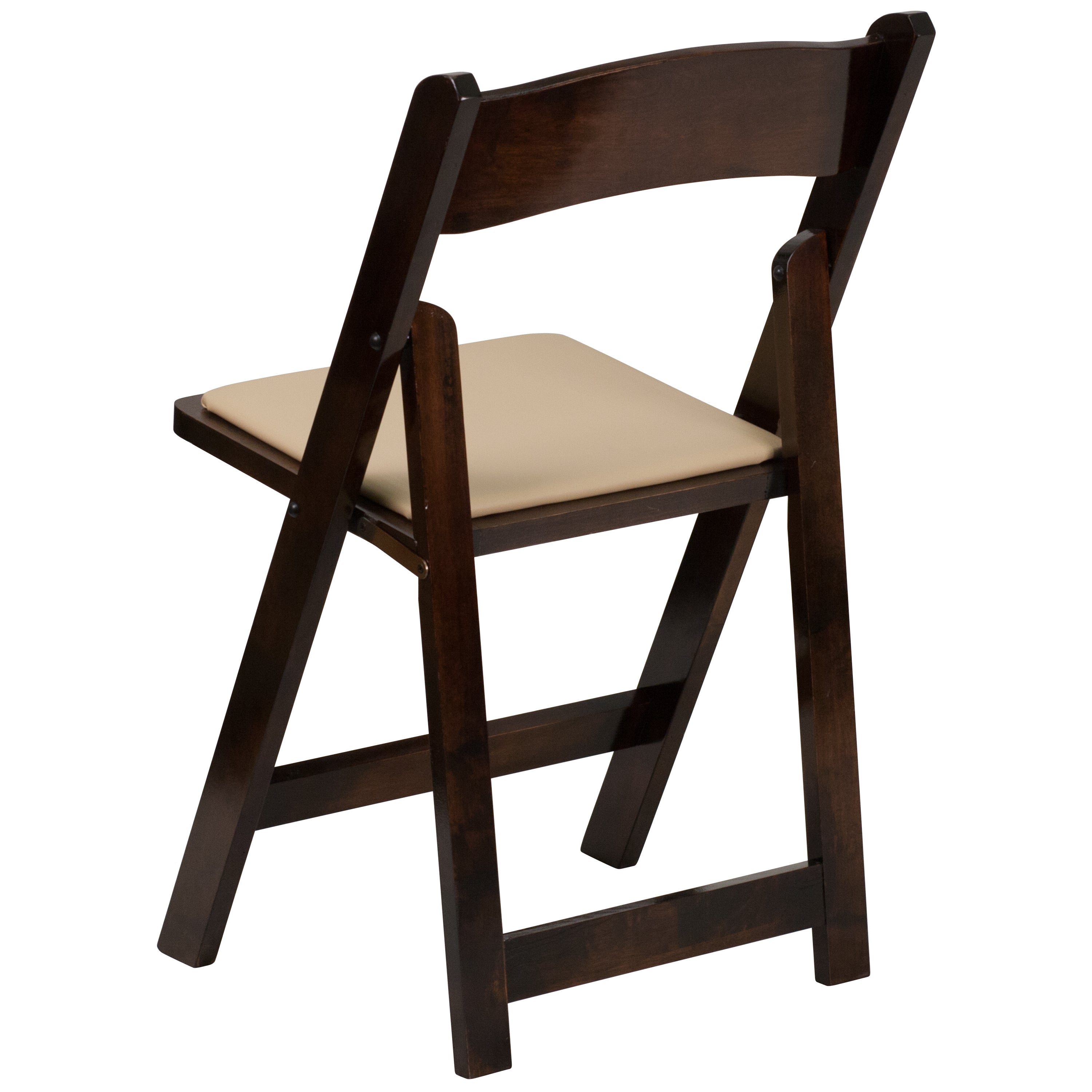 BizChair 4 Pack Fruitwood Wood Folding Chair with Vinyl Padded Seat