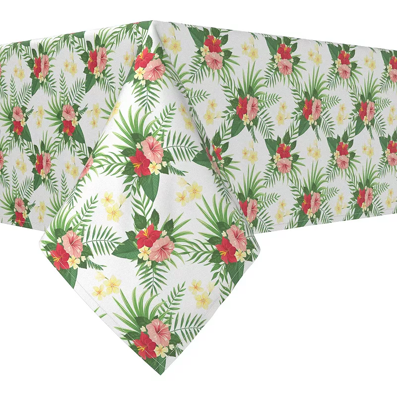 Rectangular Tablecloth， 100% Cotton， 52x84， Hibiscus Check