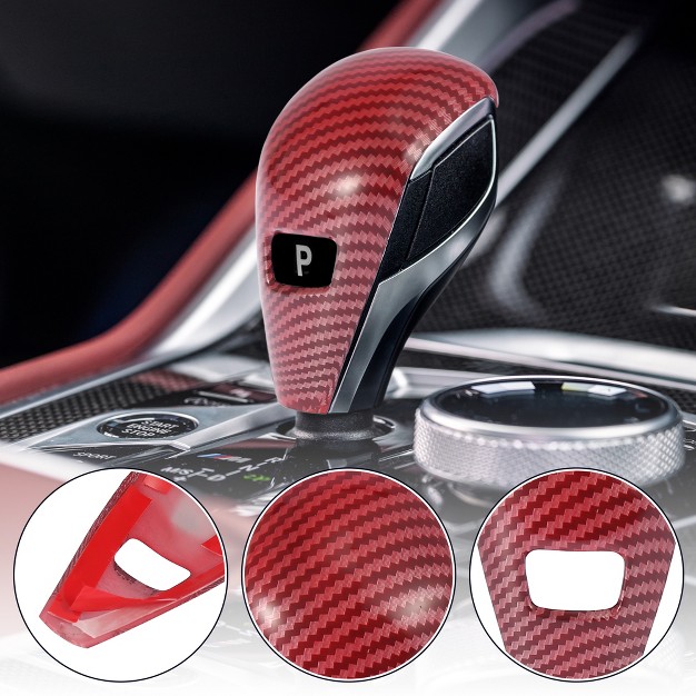 Unique Bargains Car Gear Shift Knob Cover Sticker For Bmw 3 Series 2019 2020 Red 1pc