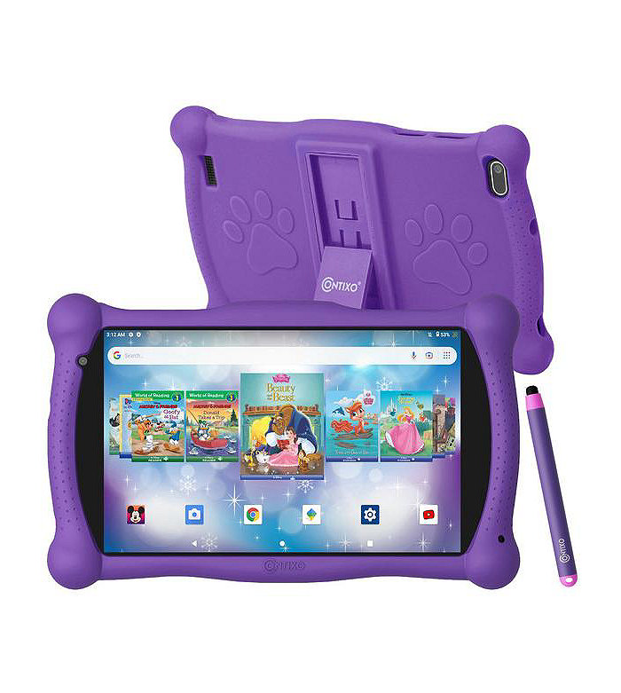 Contixo 7 Android Kids Tablet 32GB Includes 50+ Disney Storybooks and Stickers Protective Case with Kickstand and Stylus (2023 Model)