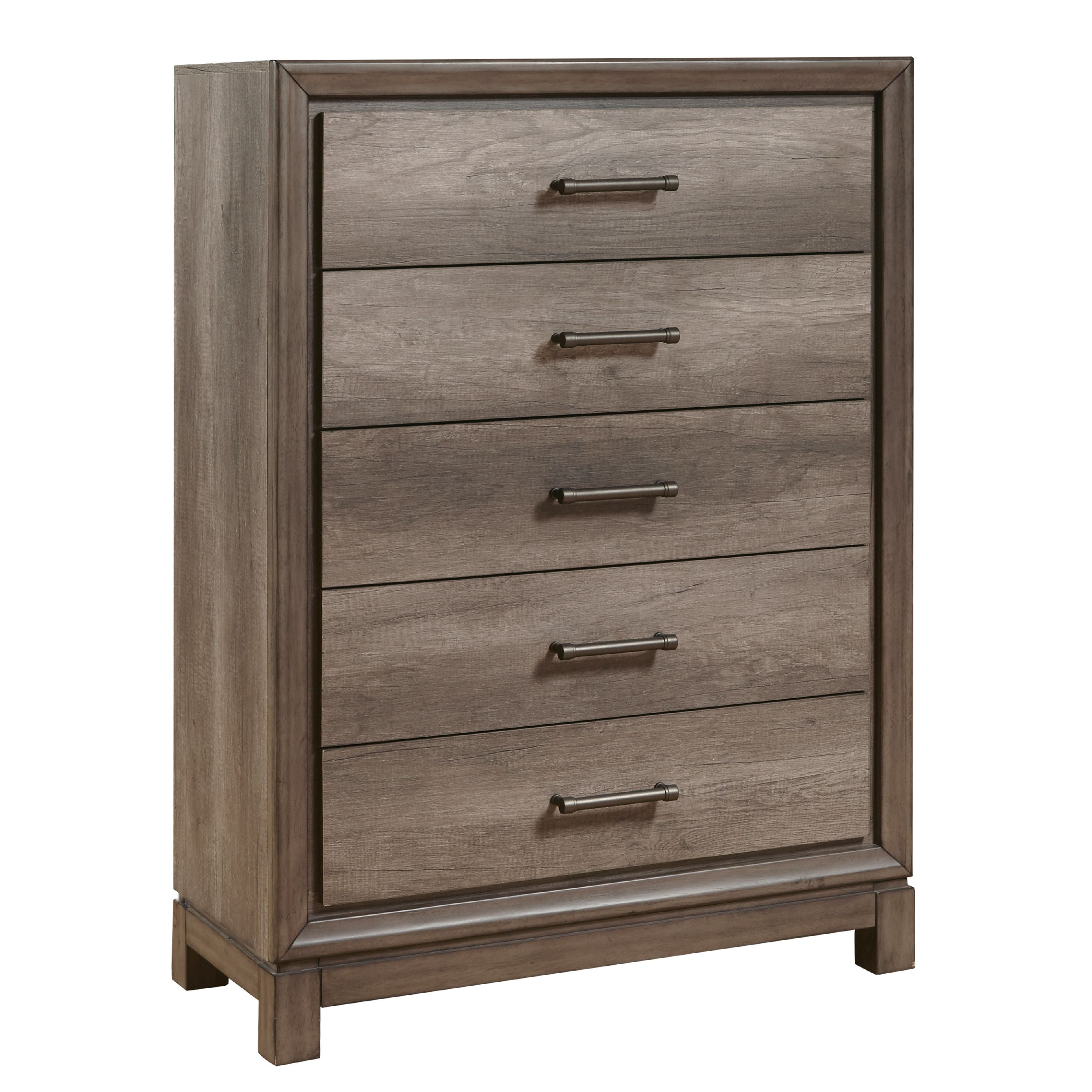 Home Meridian 5 Drawer Chest in Elm Brown