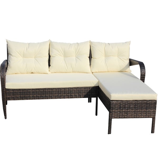 2 Piece Outdoor Patio Sectional Sofa Set Conversation Set - Overstock - 37784750