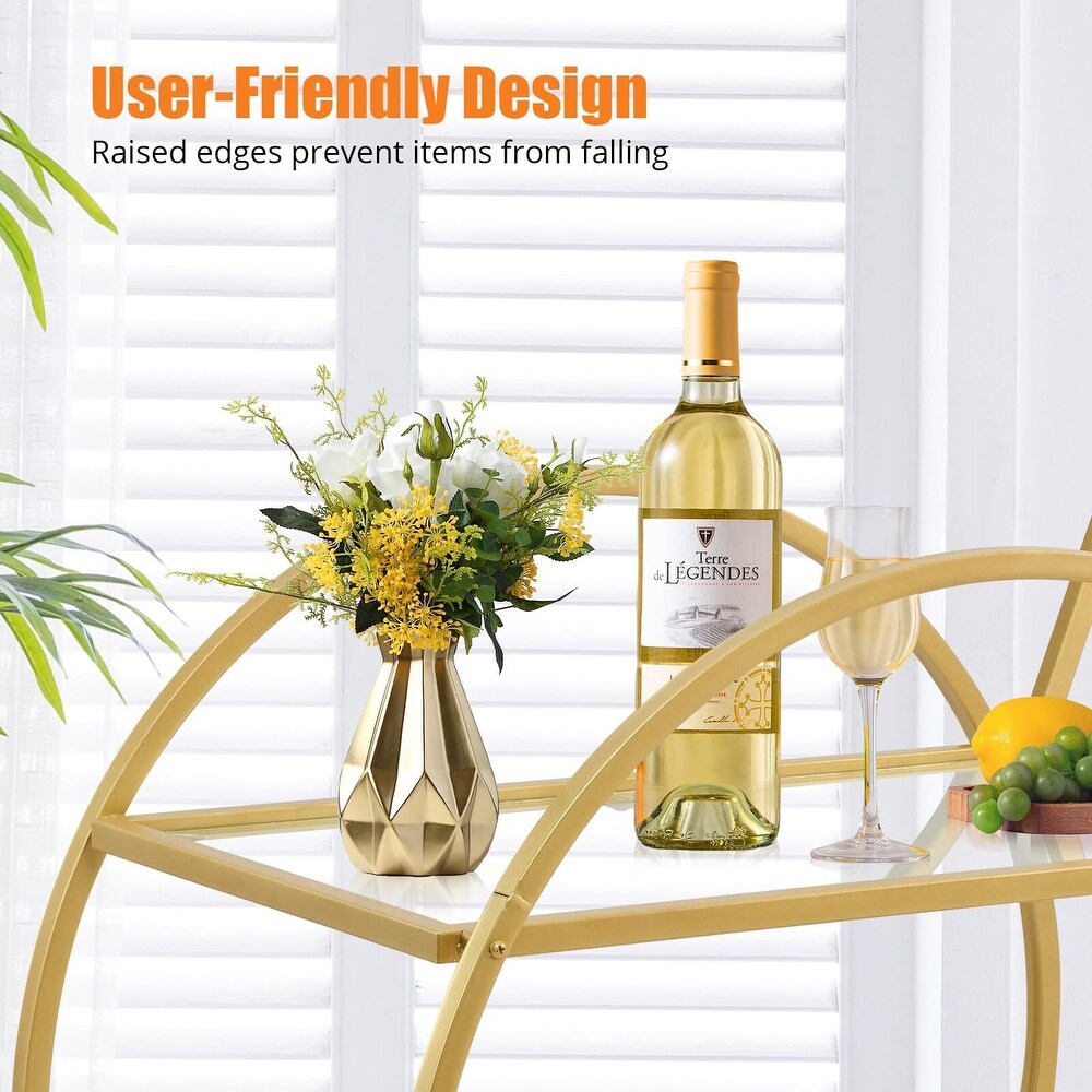 Round Bar Cart  Bar Serving Cart  Rolling Metal Wine Liquor Cart