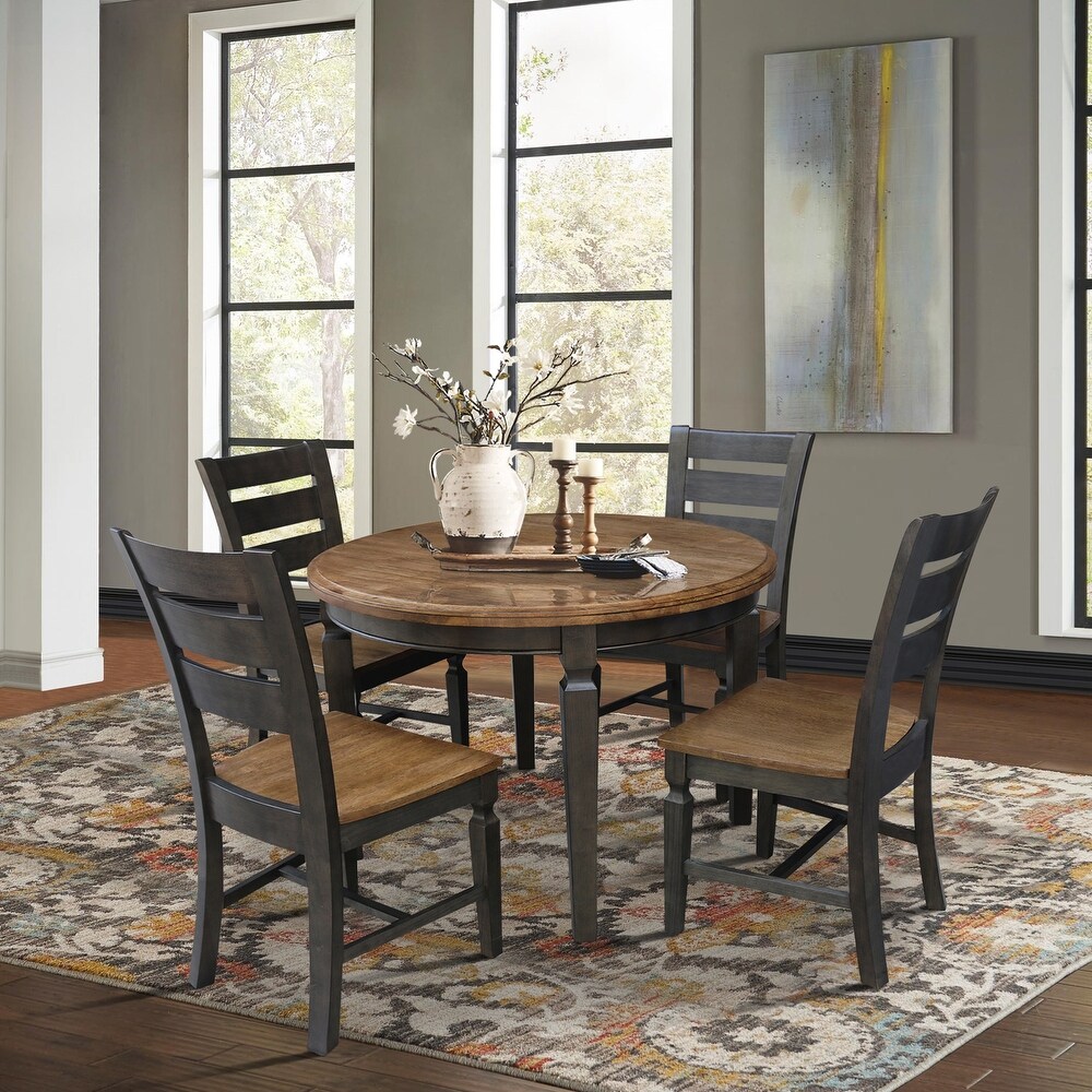 44 in. Round Top Dining Table with 4 Ladderback Chairs