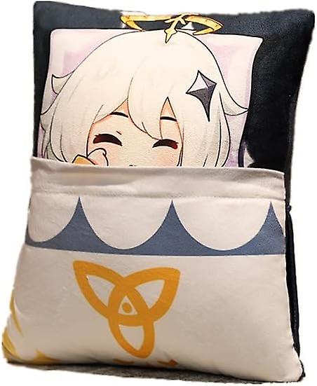 Genshin Paimon  Plush Pillow Soft Plush Toy Cushion Pillows Anime Game Characters Pillows Collection And Gifts For Fans (36cm*27cm， F) F 36cm*27cm