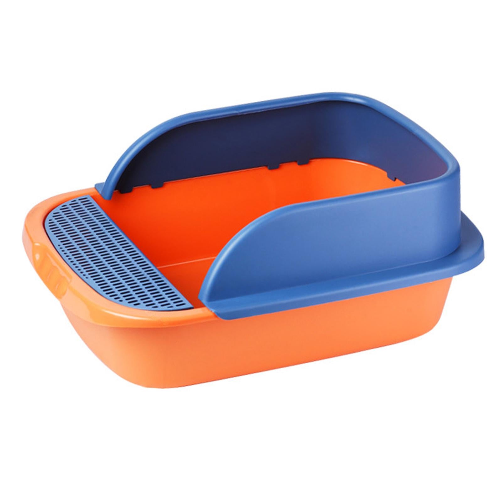 Semi Open Litter Box， Heighten Detachable Design Portable Bedpan Tray Splashing Toilet for Sand Box Supplies Travel Small Animals Orange