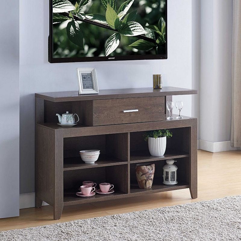 FC Design Walnut Oak TV Stand/Buffet with 4 Center Shelves and Drawer Entertainment Center