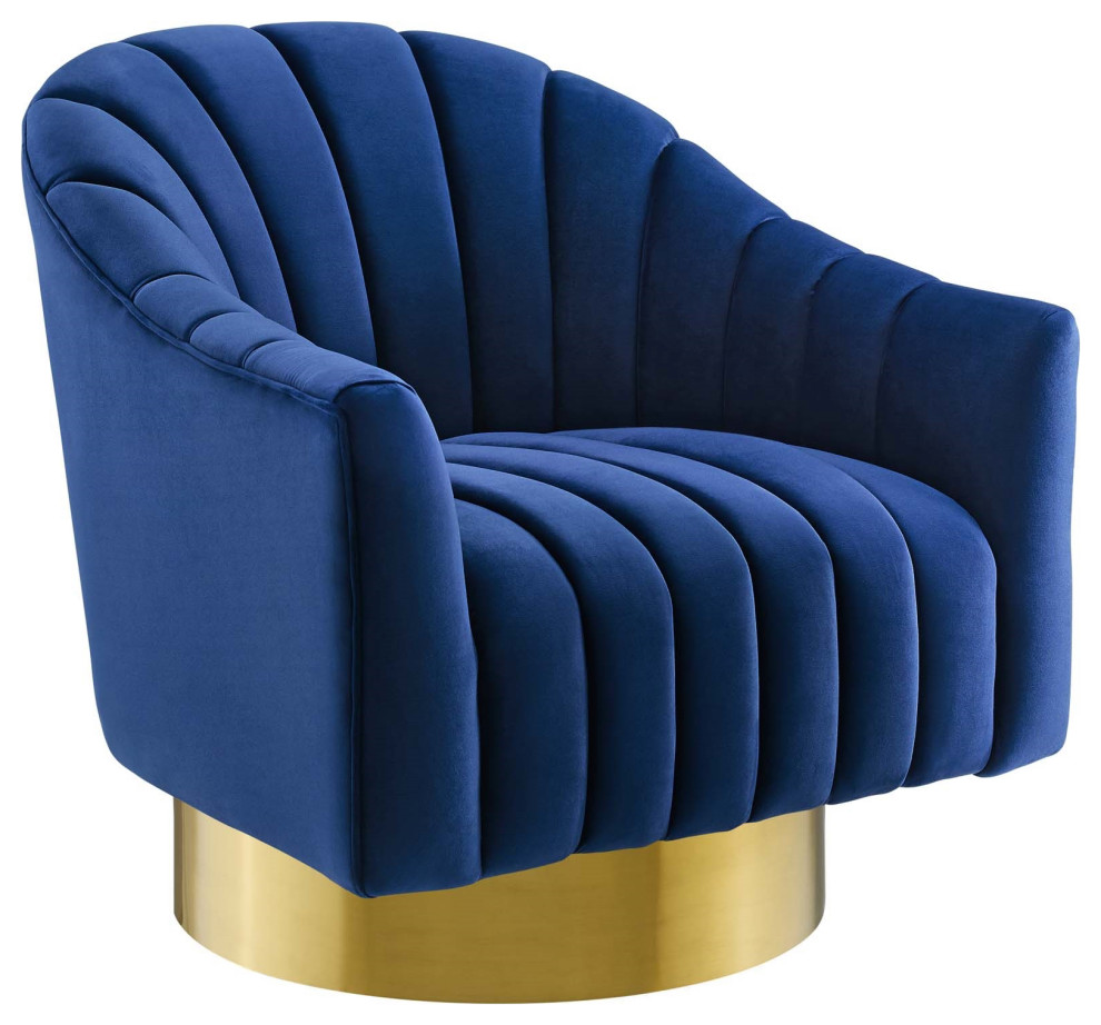 Fan Armchair  Velvet Accent Chair  Gold Glam Luxe Chic Club Chair Arm Chair   Contemporary   Armchairs And Accent Chairs   by mod space furniture  Houzz