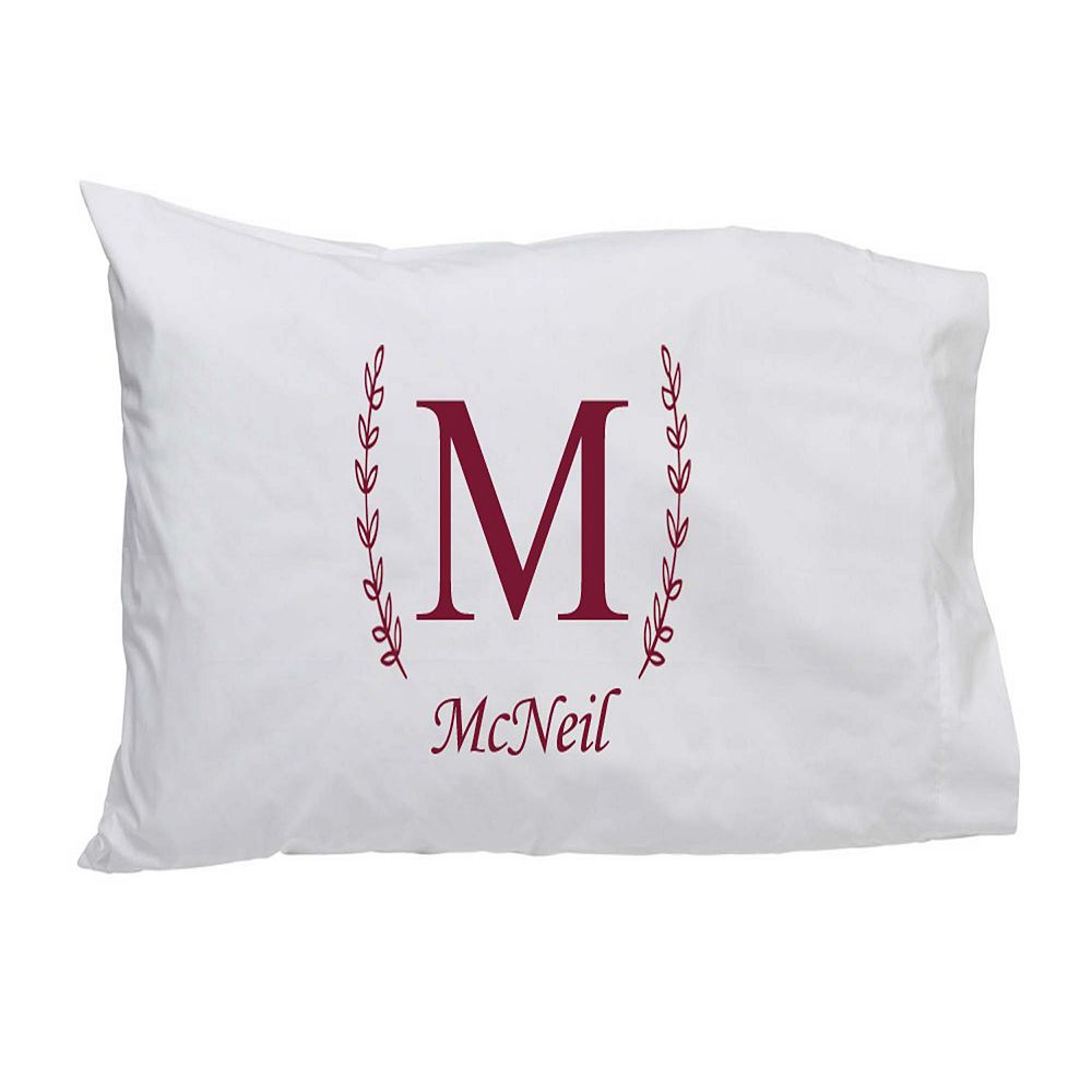 32.5 White and Burgundy M with McNeil Family Name Rectangular Pillow Case