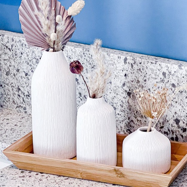 Shopsmaniay Ceramic Bud Vase White set Of 3