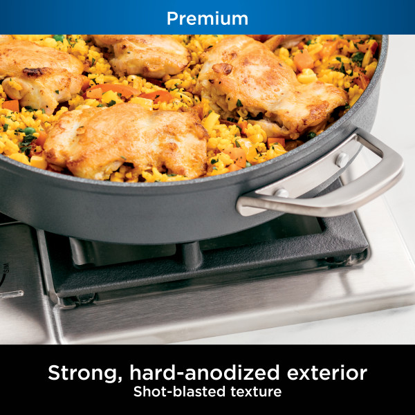 Ninja Foodi NeverStick Premium Hard-Anodized 5-Quart Sauté Pan with Glass Lid - C30150