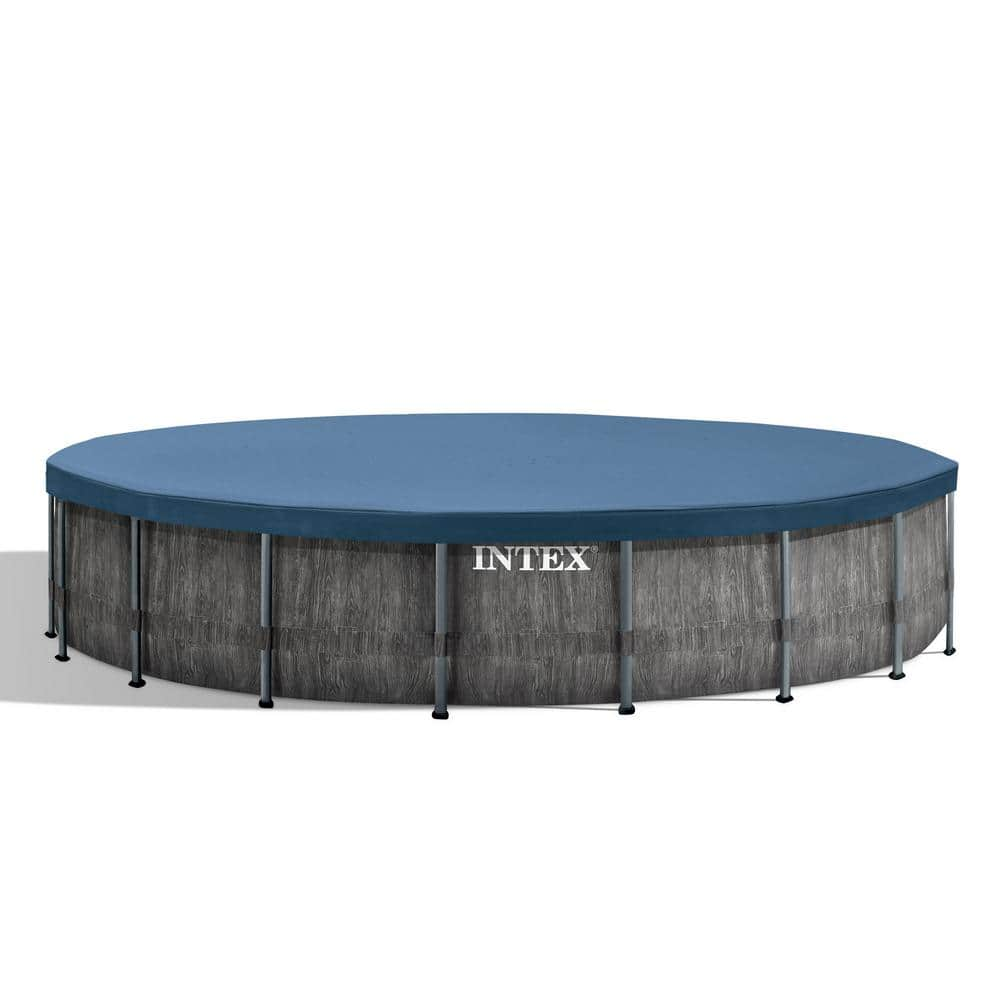 INTEX 18 ft. Round 48 in. Deep Hard Side Prism Steel Frame Above Ground Outdoor Swimming Pool Set 26743EH