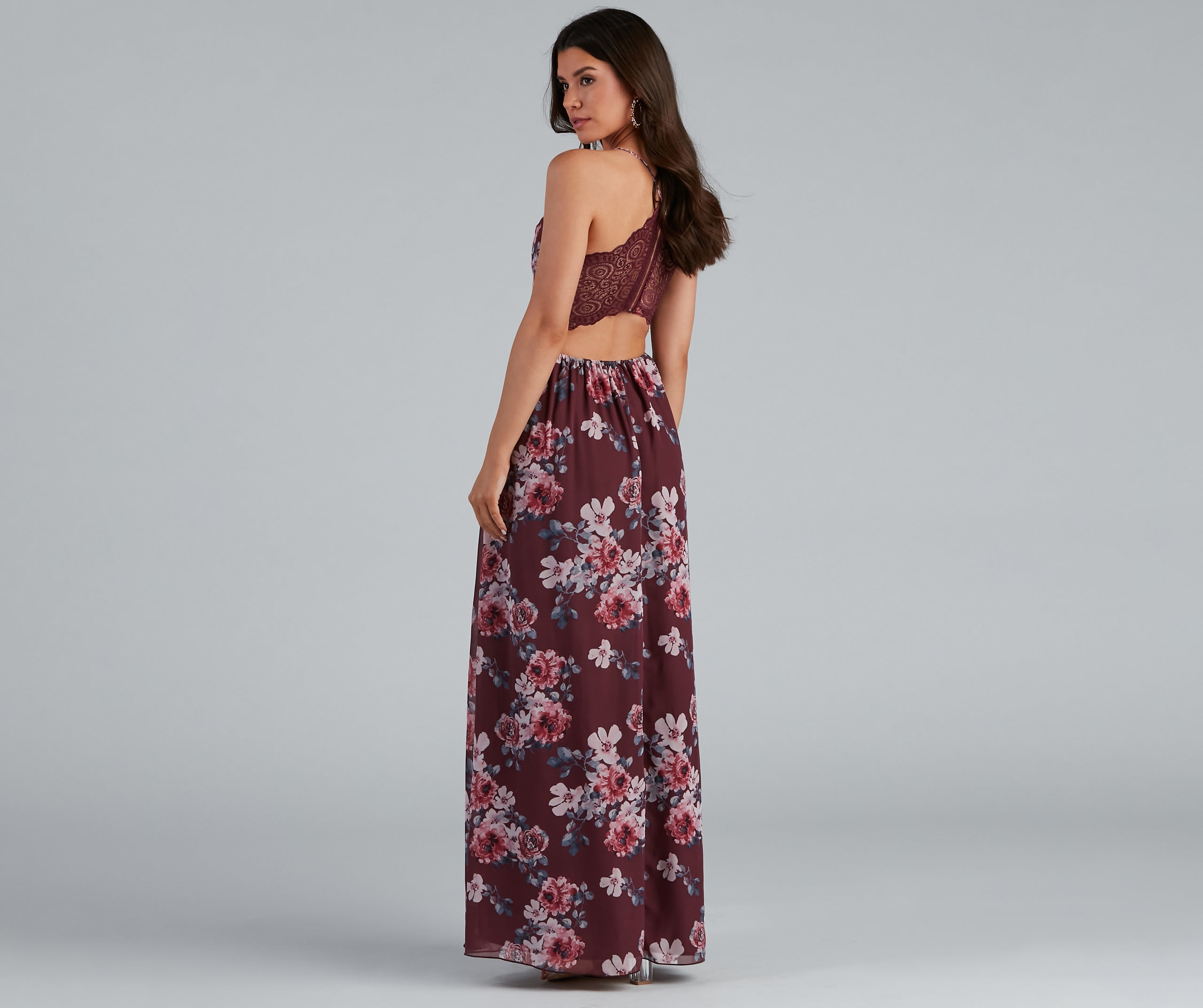 Floral Fantasy Open Back Maxi Dress