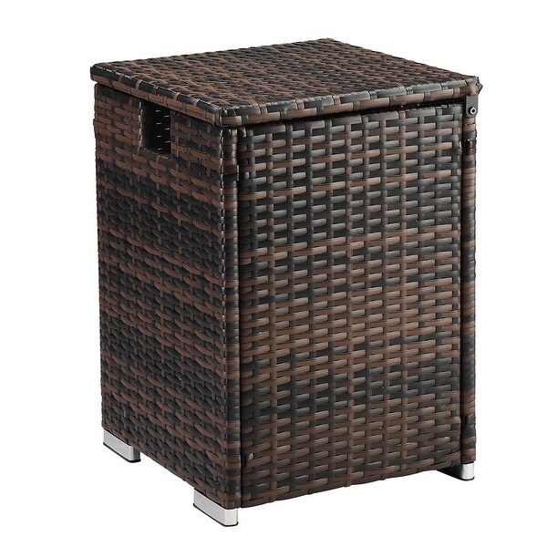 Multifunctional Gas Bottle Storage Rattan Side Table Brown Gradient