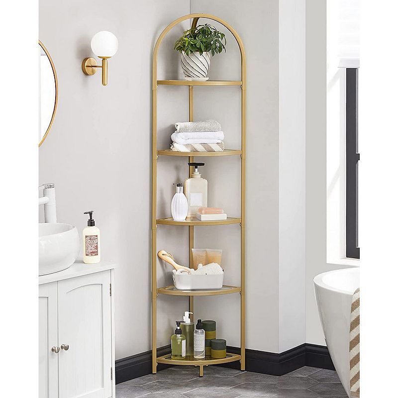 Corner Shelf， 5 Tier Corner Bookshelf，tempered Glass Shelves，modern Style