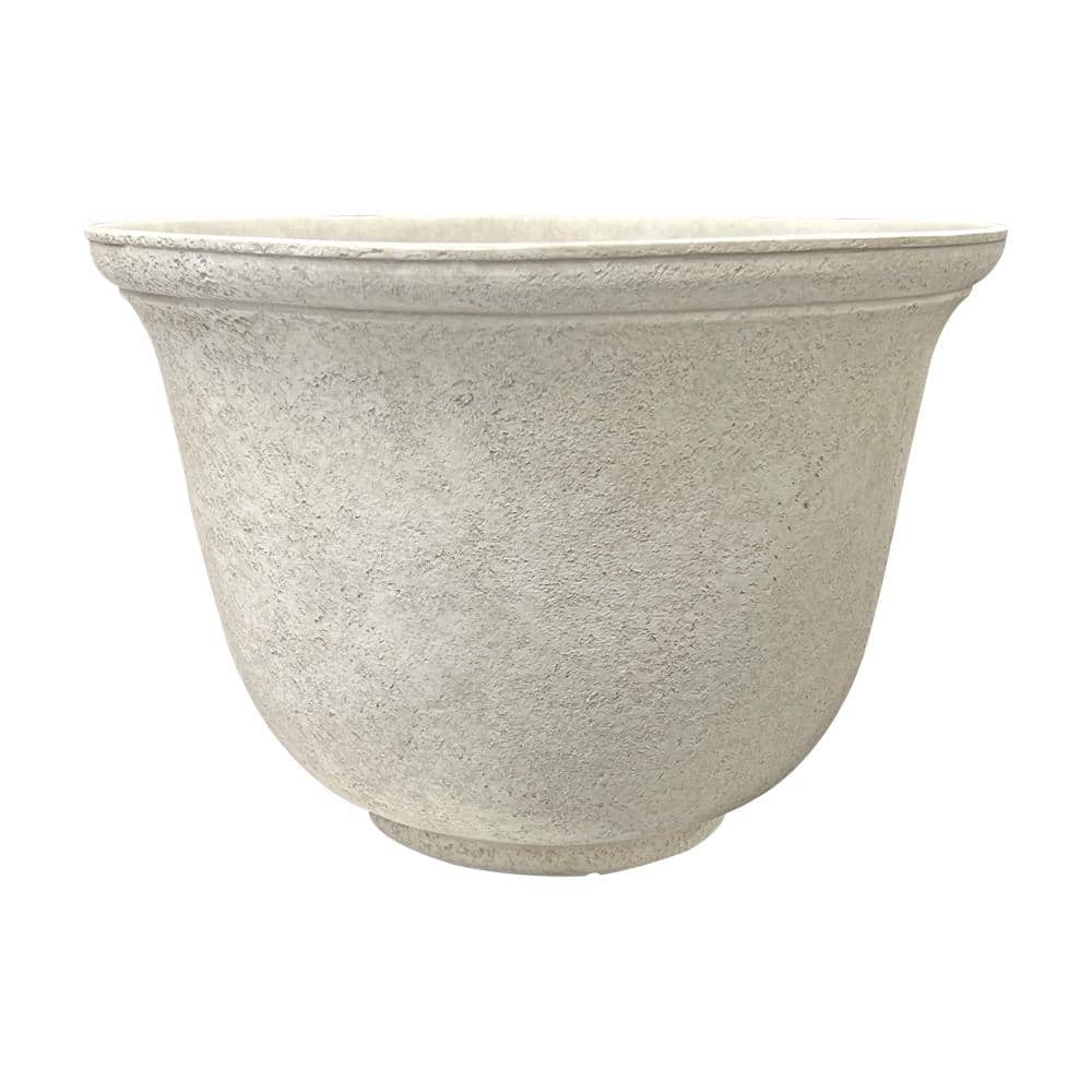 PRIVATE BRAND UNBRANDED 14 in. Dia Ivory Resin Springfield Textured Planter HD1439B-697R