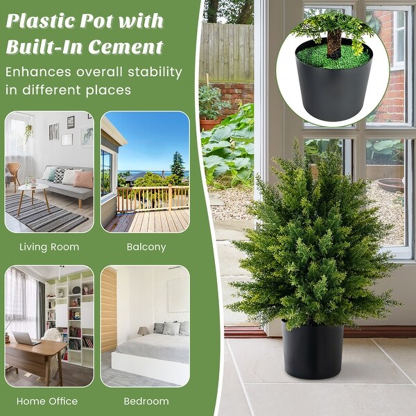 Costway 22'' Artificial Cedar Topiary Ball Tree 2Pack Faux Shrub Bush