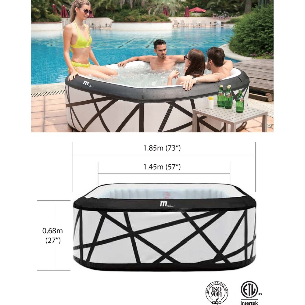 MSpa  SOHO  PREMIUM  6 Person Inflatable Hot Tub   Spa  132 Bubble Massage Jets  ONE PIECE   SQUARE