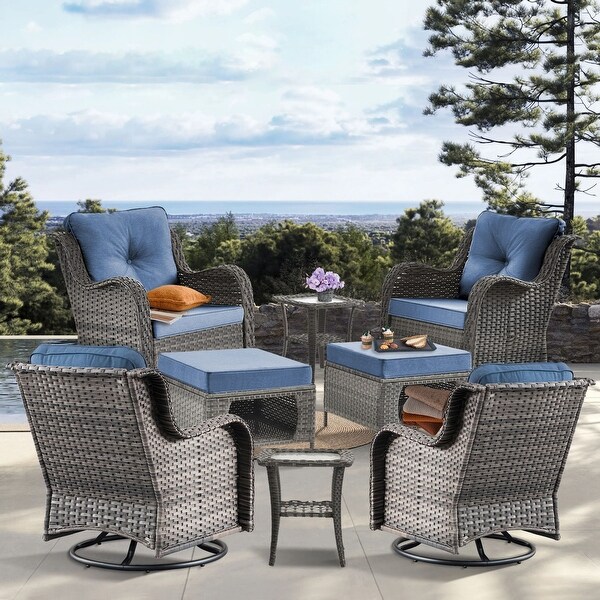 9 Piece Outdoor Patio Furniture SetOutdoor Swivel Rocker Chair Set