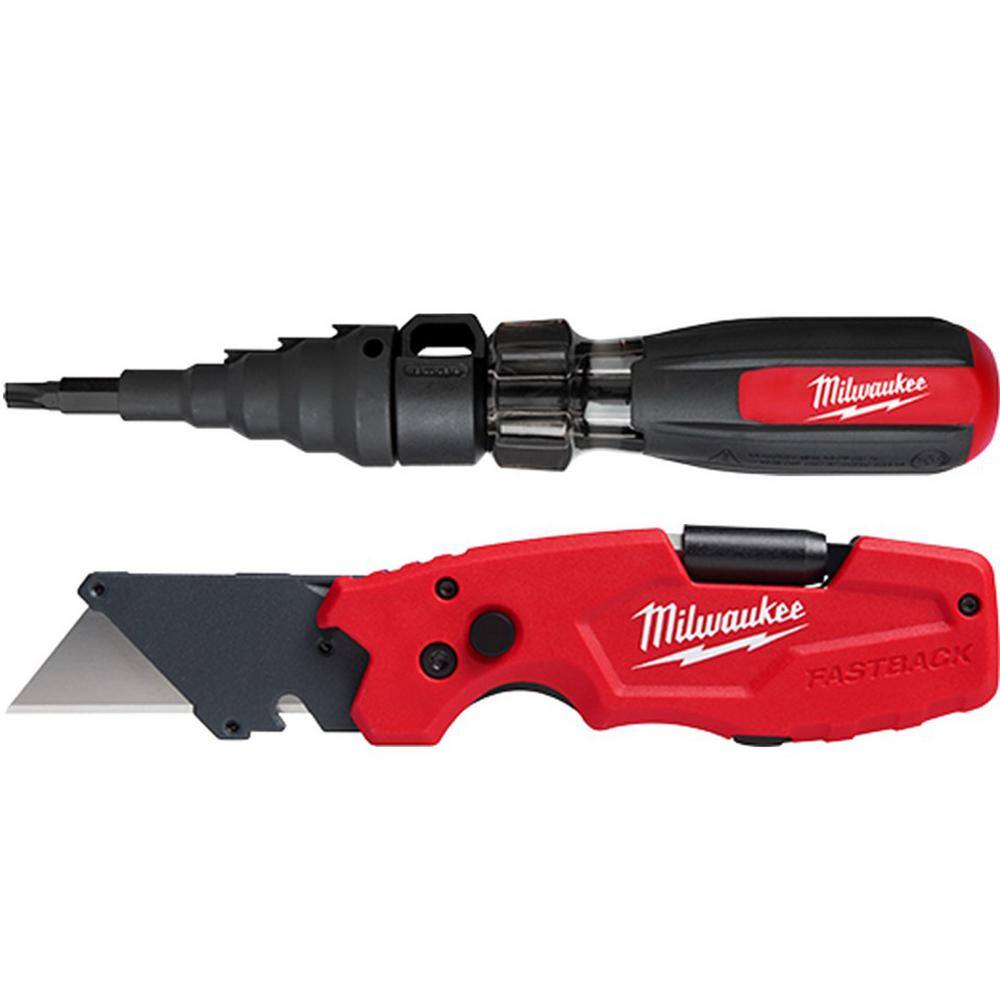 MW 7-in-1 Conduit Reaming Multi-Bit Screwdriver with FASTBACK 6-in-1 Folding Knife 48-22-2870-48-22-1505