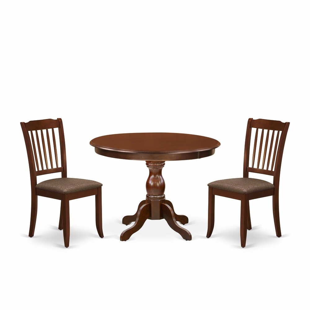 East West Furniture 3 Piece Modern Dining Table Set  a Round Table and 2 Dining Chairs  (Finish   Seat Options)