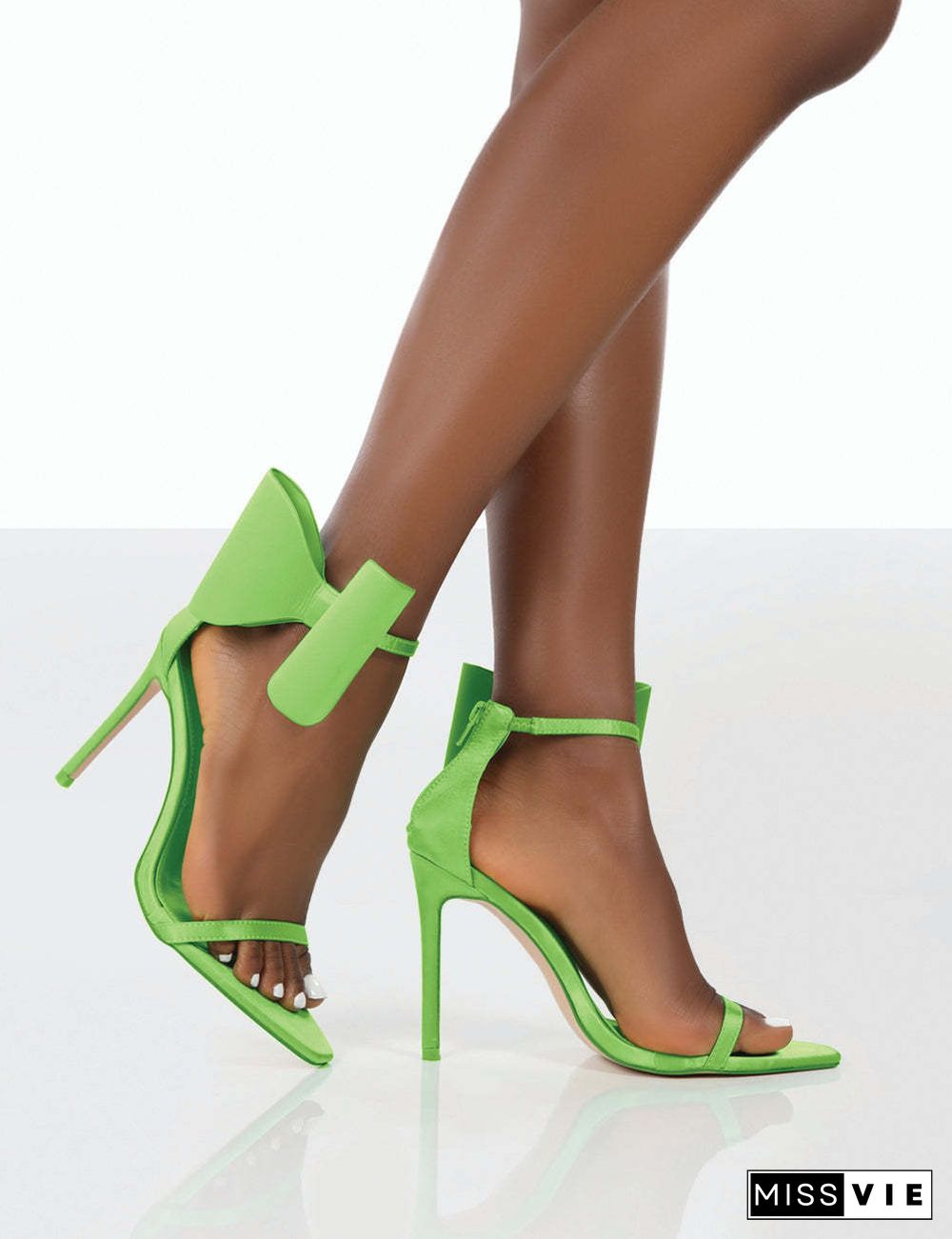 Fashion Word With Solid Color Bow Stiletto Heels