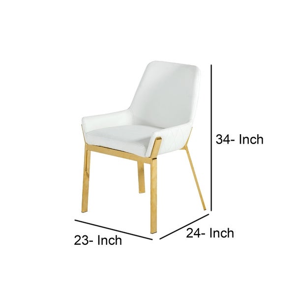 Cid 24 Inch Modern Faux Leather Dining Chair， Armrest， Tight Back， White