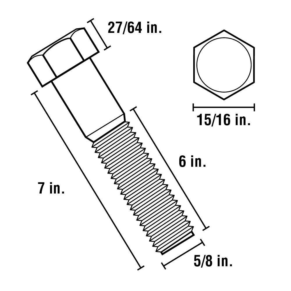 Crown Bolt 58 in. x 7 in. Zinc Hex Bolt 00926