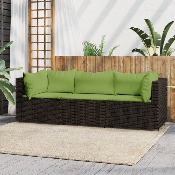 vidaXL Patio Lounge Set with Cushions Brown/Black/Gray Poly Rattan