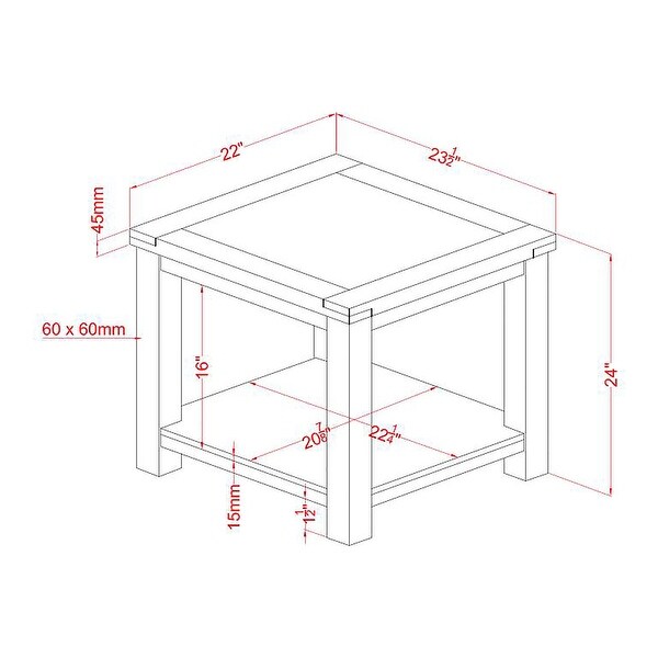 Furniture of America Llat Farmhouse Cherry 24-inch 1-shelf Side Table