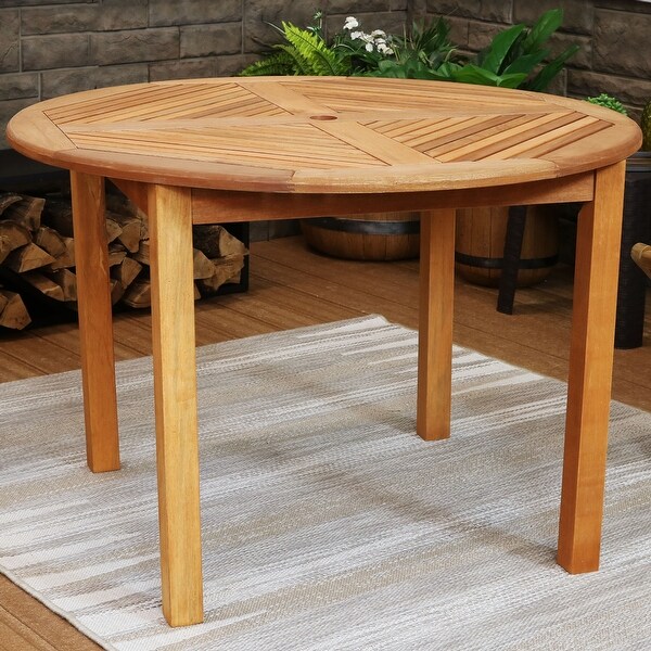 Meranti Outdoor Patio Dining Table with Teak Oil Finish