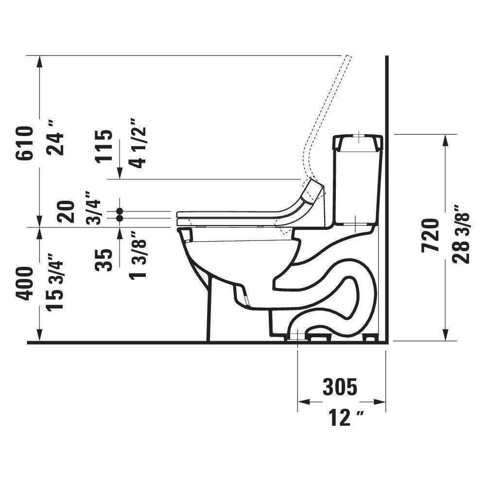 Duravit Darling New 1-Piece 1.28 GPF Single Flush Elongated Toilet in White Seat Not Included 2123010005