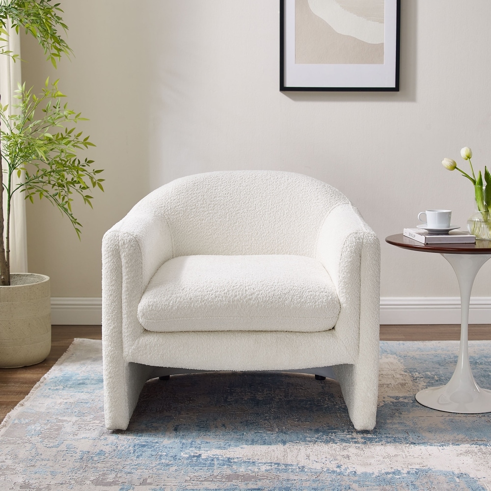 VANOMi 31.2 Inch Nordic Wide Boucle Upholstered Barrel Accent Chair