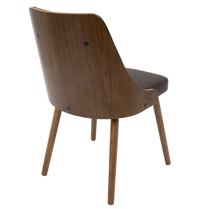 32.75 Walnut with Brown Faux Leather Upholstered Modern Dining Chair