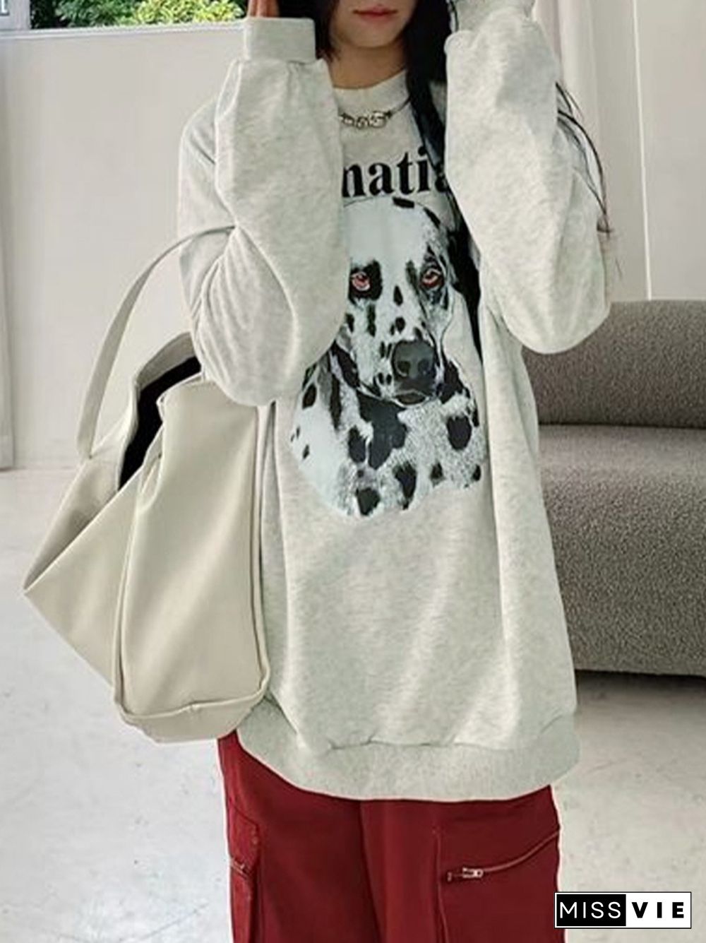 Puppy Print Loose Sweatshirt