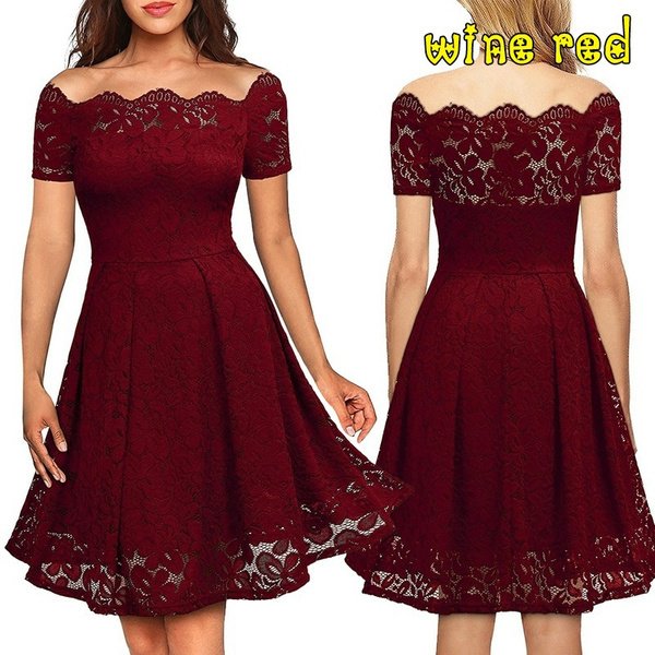 New Fashion Women Strapless Short Sleeve Floral Lace Dress Plus Size