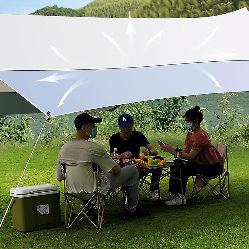 Born Pretty 5.2x4.5m Large Silver Coating Tarp Waterproof Hexagonal Awning Camping Outdoor Shade Tarpaulin Tent Shelter Sunshade Flysheet