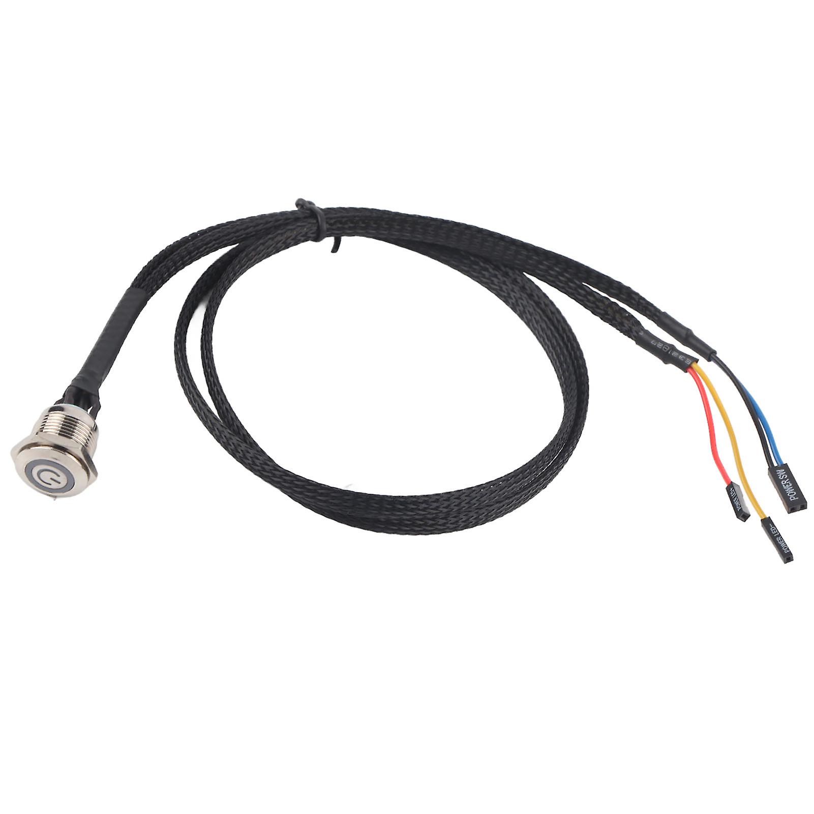 Desktop Computer Host Switch Cable Metal Button Metal Led Power Buttonblue