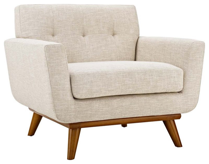 Modway Engage Modern Fabric 2 Piece Sofa Set with Armchairs in Beige   Midcentury   Living Room Furniture Sets   by Homesquare  Houzz