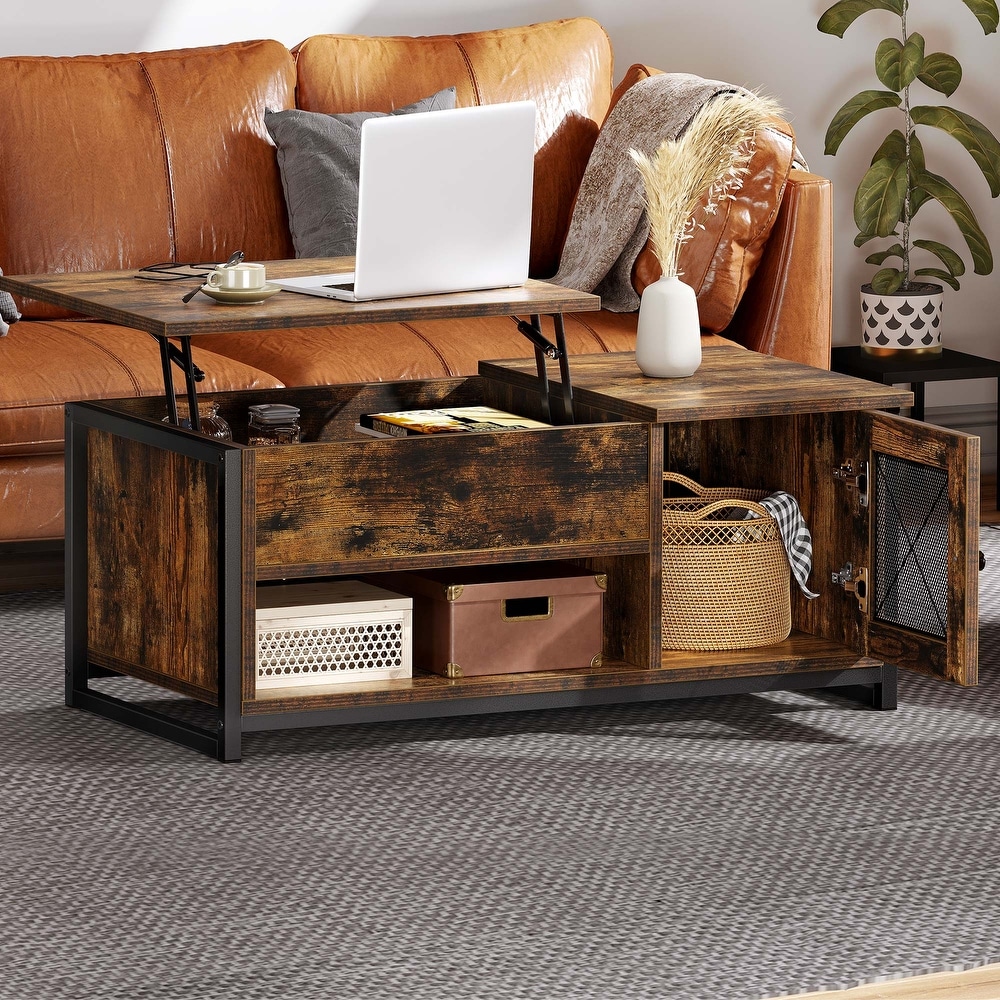 Moasis Lift Top Coffee Table for Living Room with Storage and Hidden Compartment