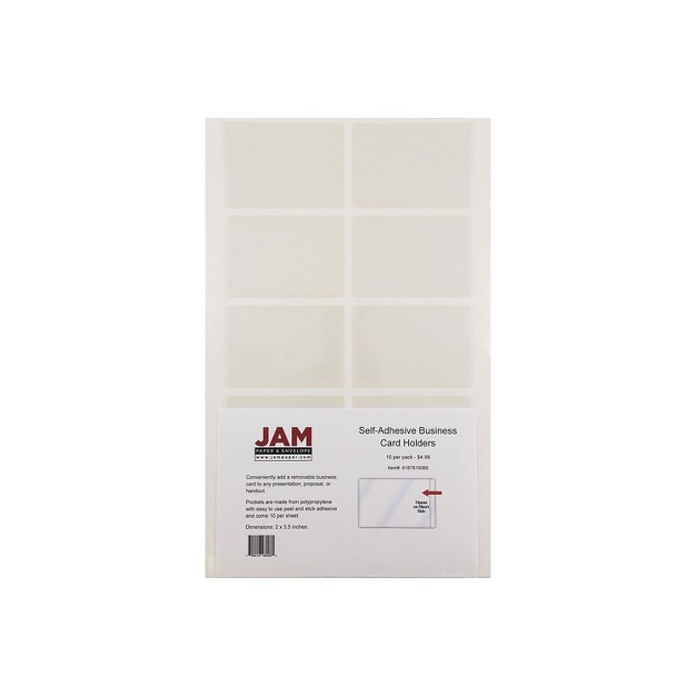 Jam Paper Self adhesive Business Card Holders 2 X 3 1 2 Clear 2187815065