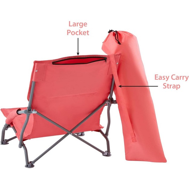 Maui And Sons Comfort Sling Back Bag Beach Camping Picnic Chair Coral