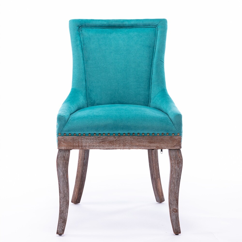 Thickened Fabric Dining Chair with Neutrally Toned Solid Wood Legs