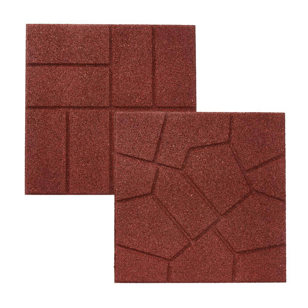 Rubberific 16 in. x 16 in. Red Dual-Sided Rubber Paver (9-Pack) DCPVRD9